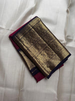 Load image into Gallery viewer, Classic Wine Red &amp; Midnight Blue Black Kanchipuram Handloom Silk Saree SS26837
