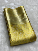Load image into Gallery viewer, Shimmer Gold Floral Bridal Elegance Kanchipuram Handloom Silk Saree SS25978
