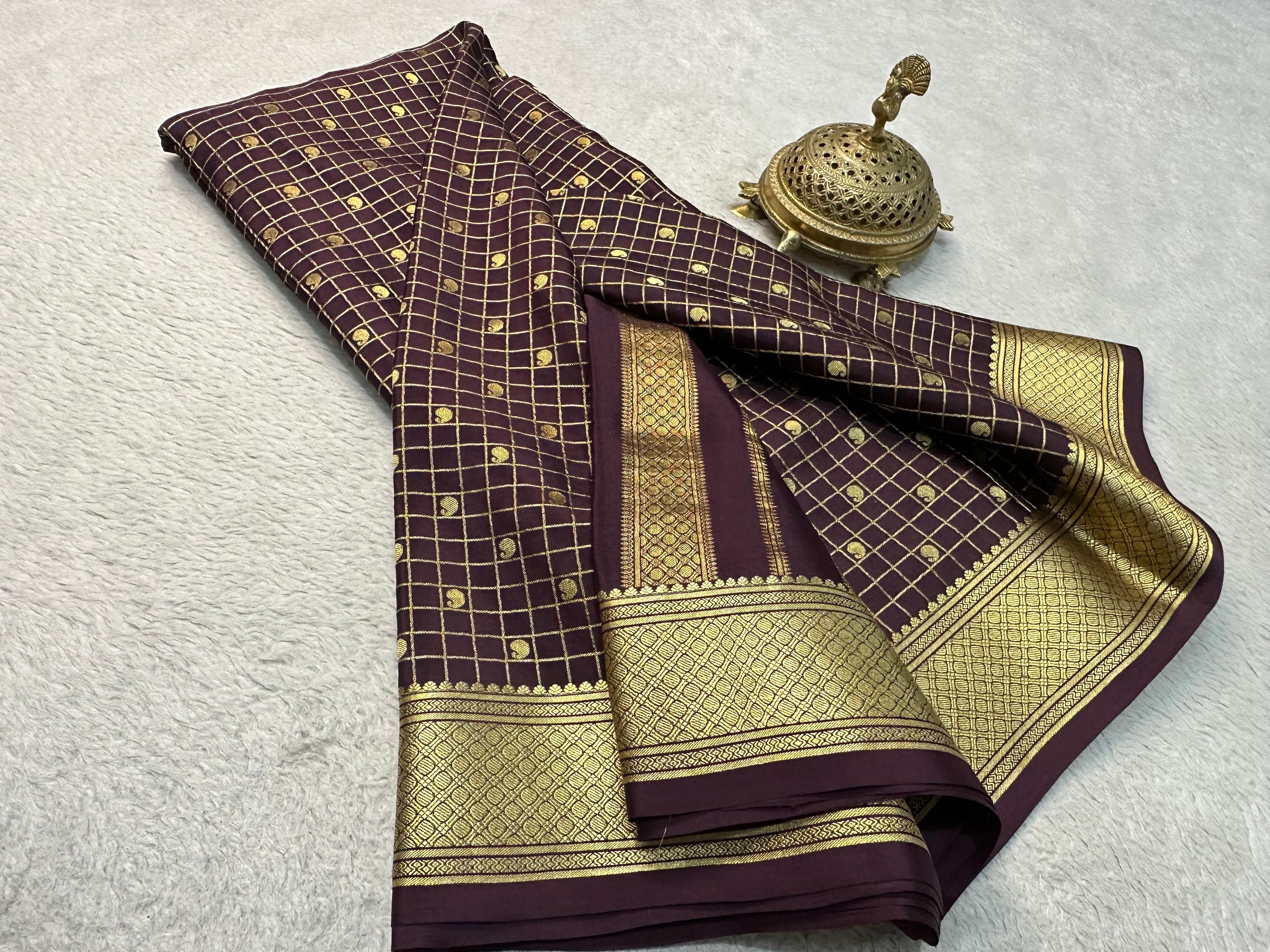 Classic Dark Plum Elegance Mysore Silk Saree SS24640