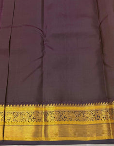 Classic Golden Yellow & Plum 2gm Zari Kanchipuram Handloom Silk Saree SS26013