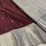 Load image into Gallery viewer, Classic Dark Chocolate &amp; Grey 2gm Zari Elegance Kanchipuram Handloom Silk Saree SS24465
