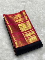Load image into Gallery viewer, Classic Charcoal Black &amp; Brick Reddish Pink 2gm Zari Kanchipuram Handloom Silk Saree SS25825
