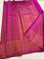 Load image into Gallery viewer, Classic Orchid Purple Edge to Edge 2gm Zari Brocade Bridal Elegance Kanchipuram Handloom Silk Saree SS25760

