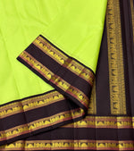 Load image into Gallery viewer, Classic Neon Green &amp; Black 2gm Zari Elegance Kanchipuram Handloom Silk Saree SS23552
