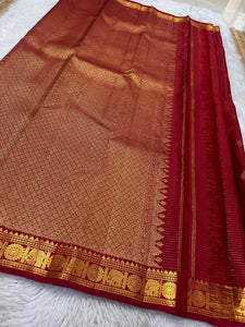 Classic Red 1gm Zari Elegance Kanjivaram Handloom Silk Saree SS23222