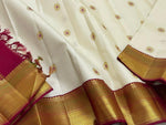 Load image into Gallery viewer, Classic Offwhite &amp; Maroon 2gm Zari Kanchipuram Handloom Silk Saree SS25624
