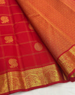 Load image into Gallery viewer, Classic Scarlet Red 1gm Zari Kanchipuram Handloom Silk Saree SS25645
