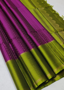 Fuchsia Pink & Spring Green Handloom Soft Silk Saree SS23062