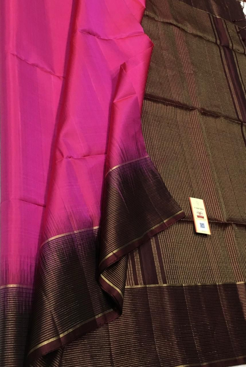 Classic Fuchsia & Plum Elegance Handloom Soft Silk Saree SS26478