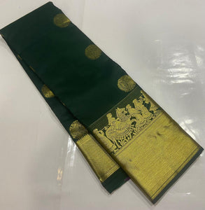 Classic Bottle Green Elegance Kanchipuram Handloom Silk Saree SS23775