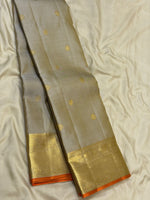 Load image into Gallery viewer, Classic Antique Beige &amp; Orange 2gm Zari Elegance Kanchipuram Handloom Silk Saree SS27080

