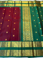 Load image into Gallery viewer, Classic Brown &amp; Deep Green 2gm Zari Elegance Kanchipuram Handloom Silk Saree SS27552

