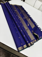 Load image into Gallery viewer, Classic Royal Blue 2gm Zari Kanchipuram Handloom Silk Saree SS26236
