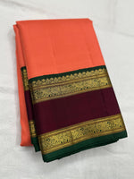 Load image into Gallery viewer, Classic Brick Peach &amp; Sangria Red 2gm Zari Elegance Kanchipuram Handloom Silk Saree SS23553
