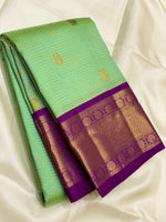 Load image into Gallery viewer, Classic Mint Green &amp; Berry Purple 3gm Zari Bridal Elegance Kanchipuram Handloom Silk Saree SS25167
