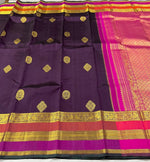 Load image into Gallery viewer, Classic Plum &amp; Dark Pink 2gm Zari Elegance Kanchipuram Handloom Silk Saree SS25278

