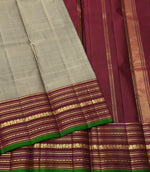 Load image into Gallery viewer, Classic Champagne &amp; Barn Red 1gm Zari Elegance Kanchipuram Handloom Silk Saree SS24138
