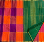 Load image into Gallery viewer, Classic Brick Orange Checker 1gm Zari Elegance Kanchipuram Handloom Silk Saree SS28324
