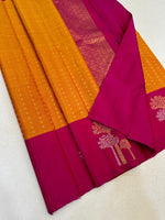 Load image into Gallery viewer, Classic Mango Yellow &amp; Dark Pink Elegance Kanchipuram Handloom Silk Saree SS25342
