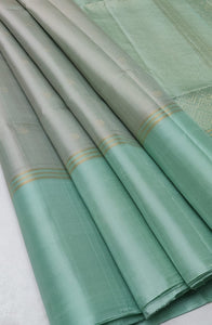 Classic Pastel Grey & Mint  Elegance Handloom Soft Silk Saree SS24500