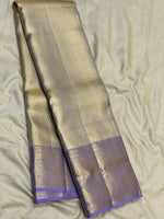 Load image into Gallery viewer, Classic Shimmer Silver &amp; Lavender Diagonal Rectangular Design Brocade 2gm Zari Bridal Elegance Kanchipuram Handloom Silk Saree SS27412 (Copy)
