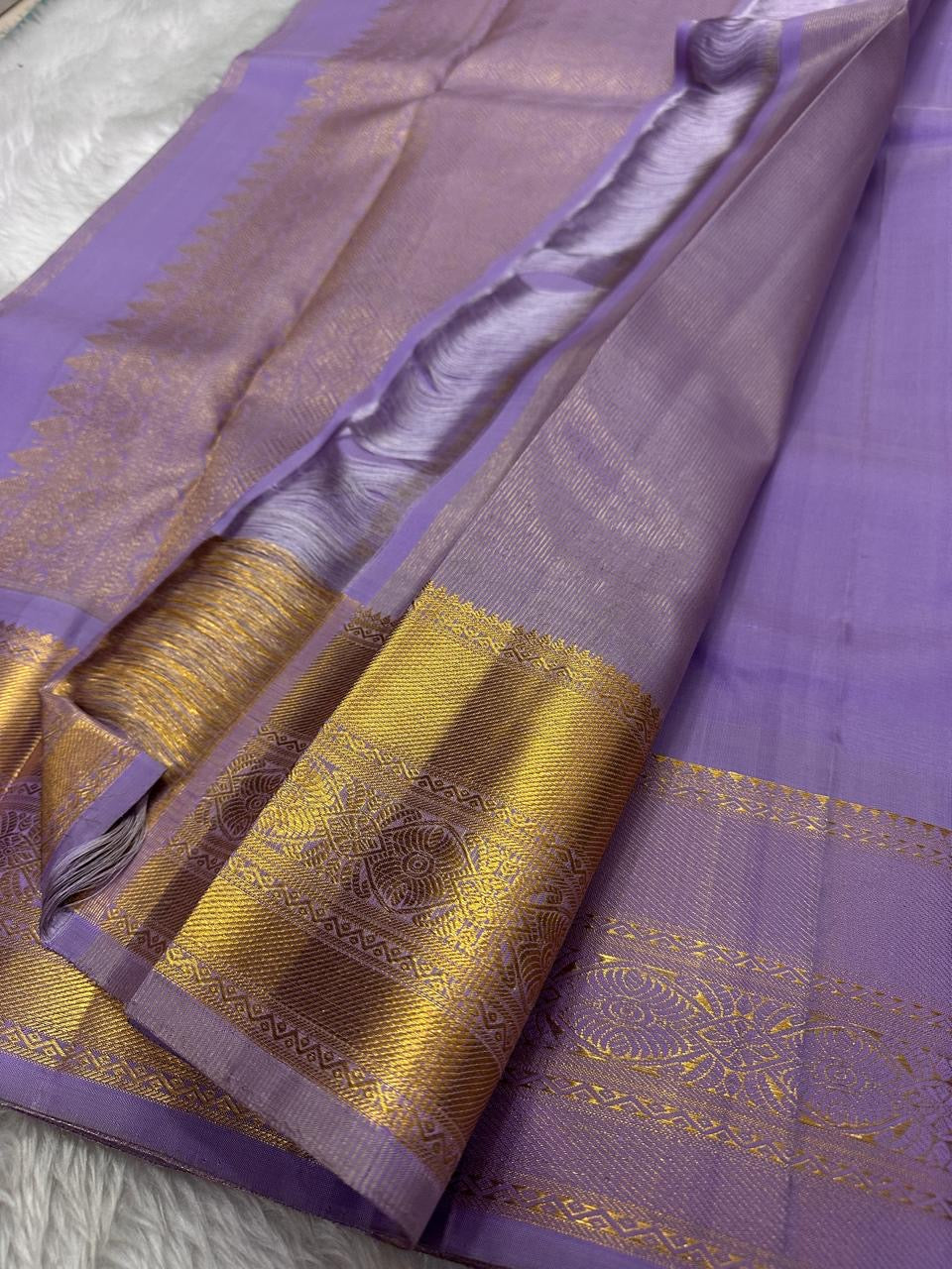 Classic Lavender Elegance Kanchipuram Handloom Silk Saree SS23679