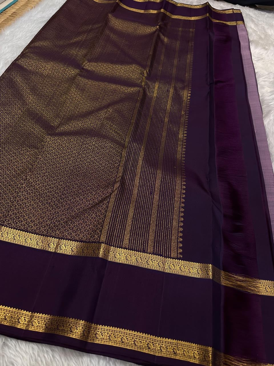 Classic Mauve & Plum 2gm Zari Elegance Kanchipuram Handloom Silk Saree SS24137