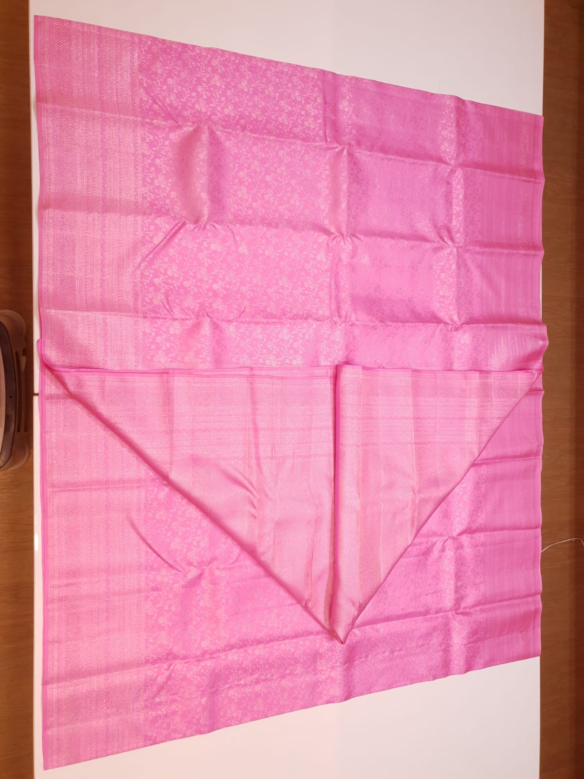 Classic Baby Pink 2gm Zari Turning Border Bridal Elegance Kanchipuram Handloom Silk Saree SS25681