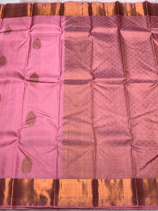 Classic Creamy Pink 2gm Zari Kanchipuram Handloom Silk Saree SS25822