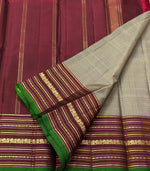 Load image into Gallery viewer, Classic Champagne &amp; Barn Red 1gm Zari Elegance Kanchipuram Handloom Silk Saree SS24138
