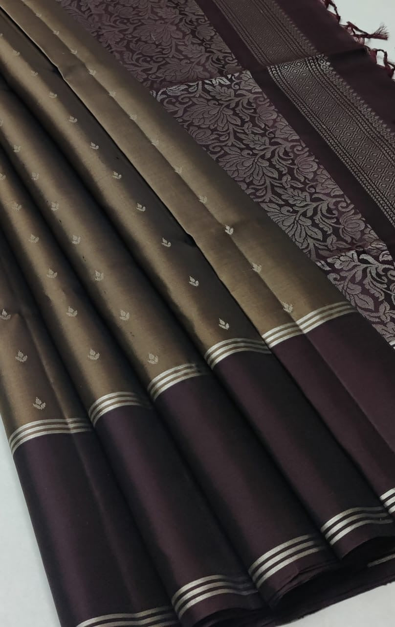 Classic Cocoa & Chocolate Elegance Handloom Soft Silk Saree SS24730