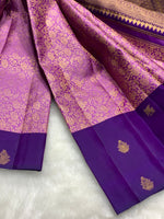 Load image into Gallery viewer, Classic Lilac Pink &amp; Purple 2gm Zari Elegance Kanchipuram Handloom Silk Saree SS25366
