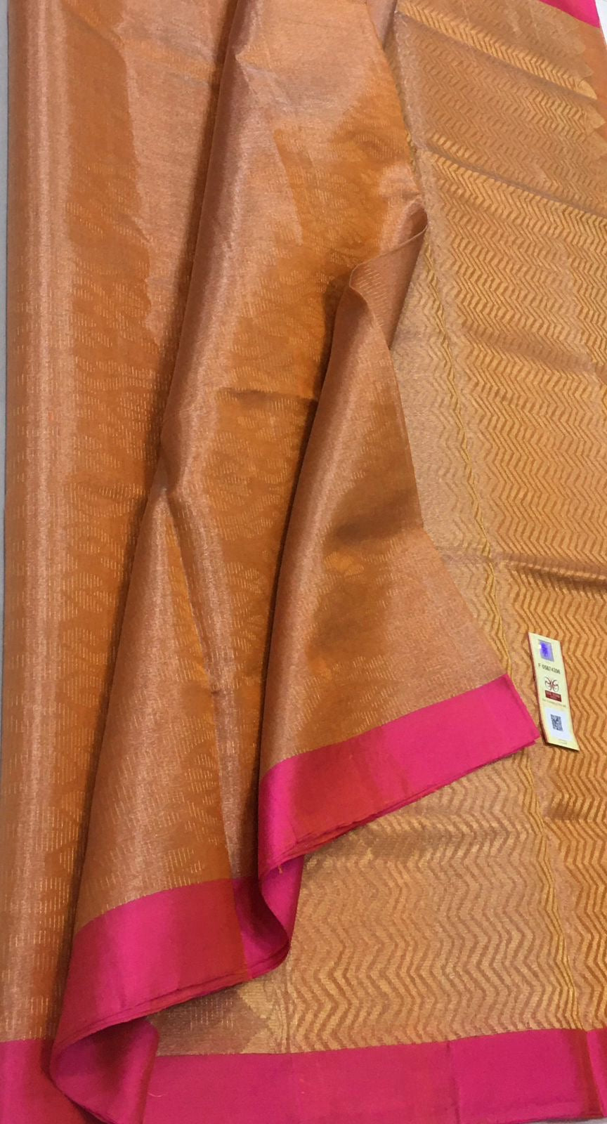 Classic Melon Orange Elegance Handloom Soft Silk Saree SS23246