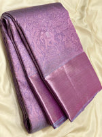 Load image into Gallery viewer, Classic Lavender 2gm Antique Zari Bridal Elegance Kanchipuram Handloom Silk Saree SS25322
