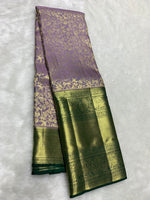 Load image into Gallery viewer, Classic Lavender &amp; Bottle Green 2gm Zari Bridal Elegance Kanchipuram Handloom Silk Saree SS25360
