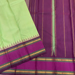 Load image into Gallery viewer, Classic Light Green &amp; Wine Red 1gm Zari Vintage Thread Checks Korvai Kanchipuram Handloom Silk Saree SS26897
