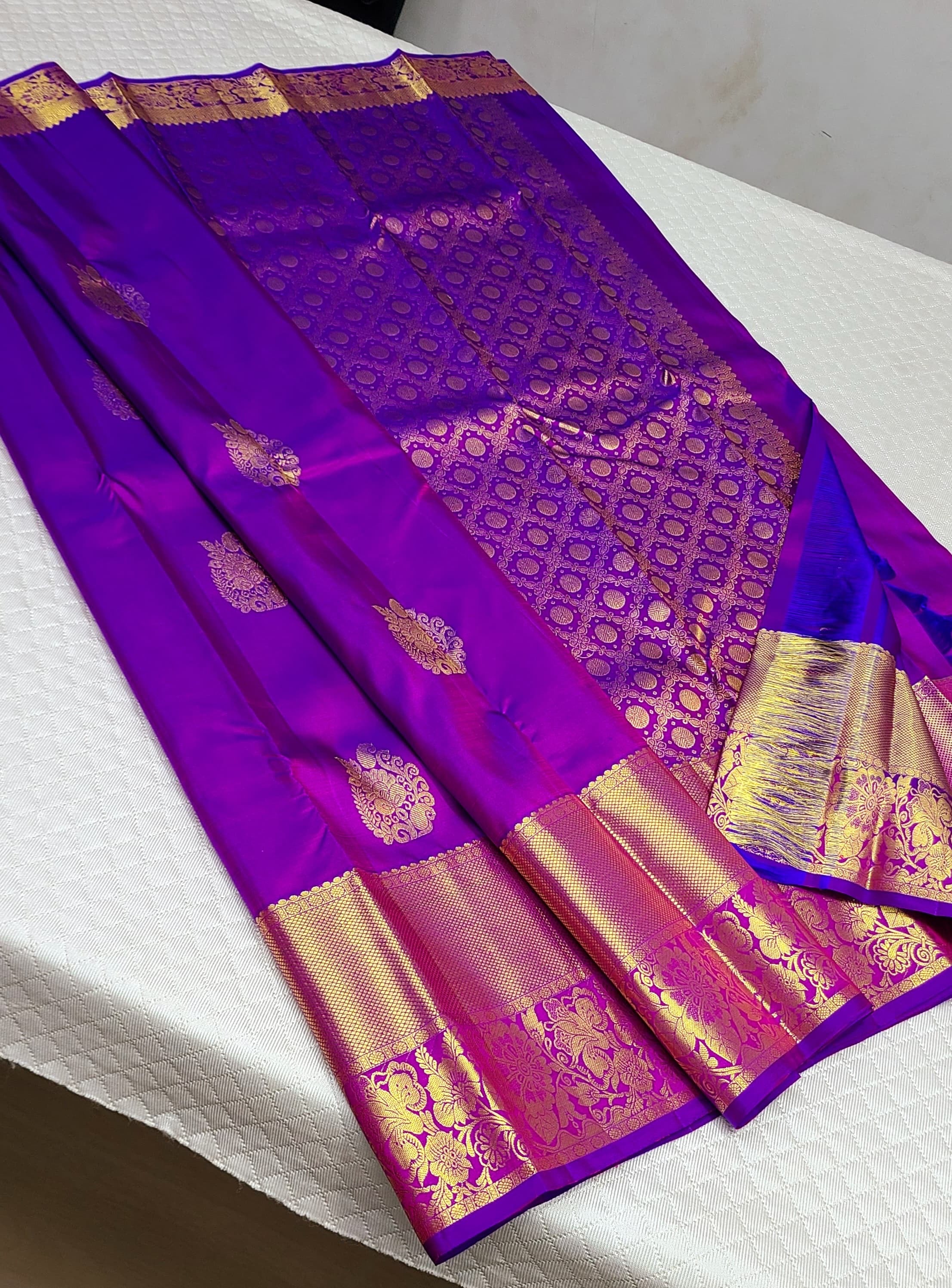 Classic Purple 1gm Zari Kanchipuram Handloom Silk Saree SS26200