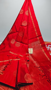 Classic Scarlet Red Elegance Handloom Soft Silk Saree SS24748