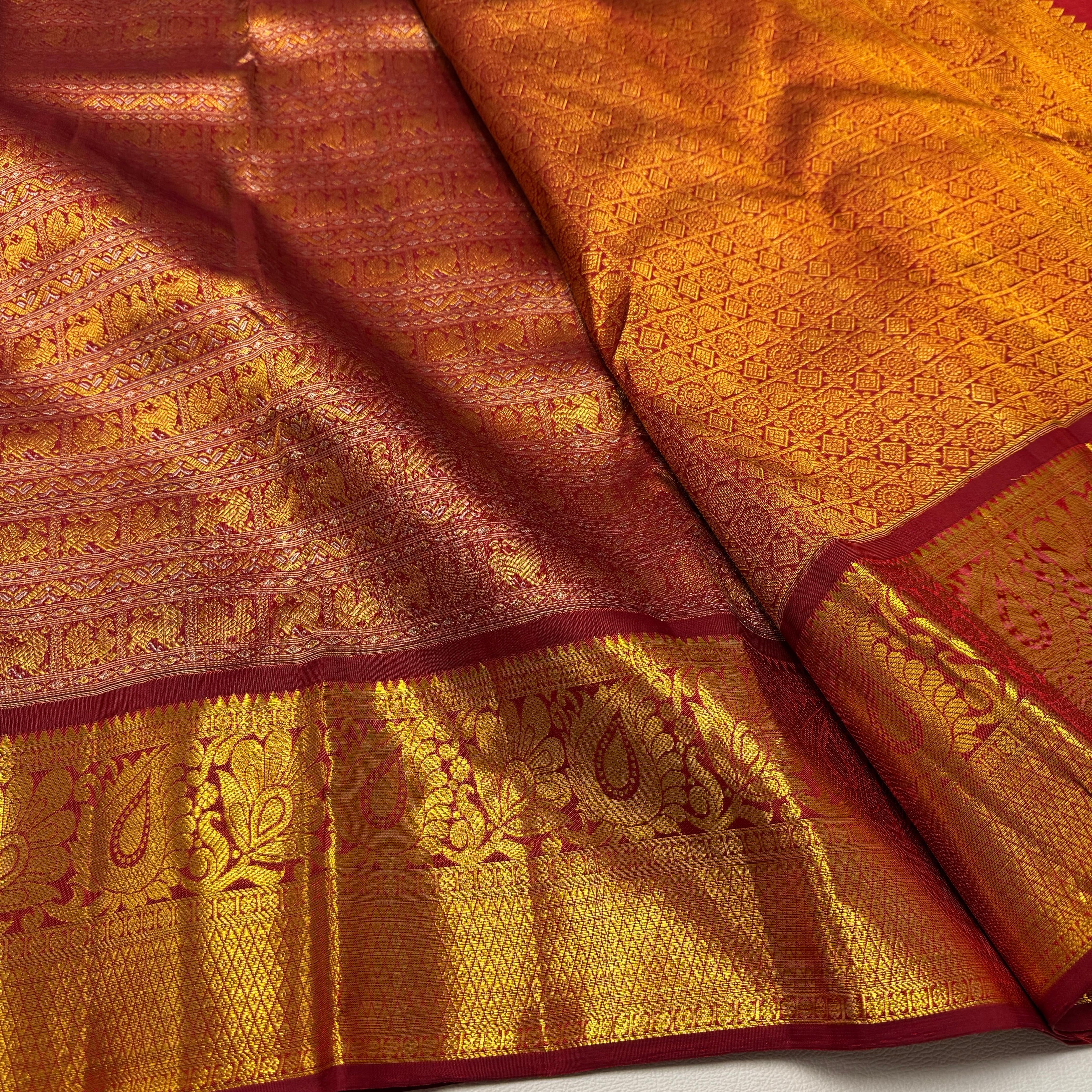 Classic Brick Maroon 2gm Zari Bridal Elegance Kanchipuram Handloom Silk Saree SS26265