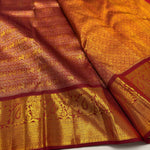 Load image into Gallery viewer, Classic Brick Maroon 2gm Zari Bridal Elegance Kanchipuram Handloom Silk Saree SS26265
