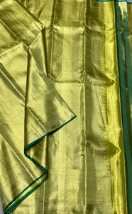 Classic Gold Green Bridal Elegance Kanchipuram Handloom Silk Saree SS24860