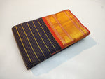 Load image into Gallery viewer, Classic Shadow Black &amp; Orange Elegance Kanchipuram Handloom Silk Saree SS27983
