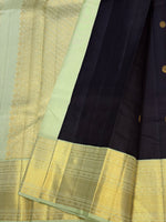 Load image into Gallery viewer, Classic Charcoal Black &amp; Pastel Pista Green 2gm Zari Elegance Kanchipuram Handloom Silk Saree SS28591
