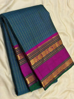 Load image into Gallery viewer, Classic Teal Green &amp; Deep Pink 2gm Zari Pearl strips Elegance Kanchipuram Handloom Silk Saree SS28566
