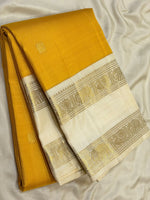 Load image into Gallery viewer, Classic Mustard Yellow &amp; Ice Blue 2gm Zari Elegance Kanchipuram Handloom Silk Saree SS28272
