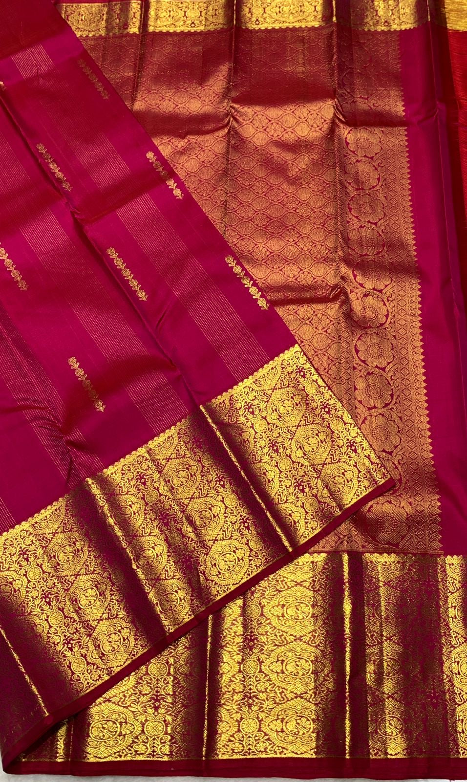 Classic Ruby Pink 2gm Zari Elegance Kanchipuram Handloom Silk Saree SS23557