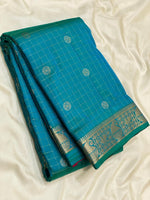 Load image into Gallery viewer, Classic Peacock Green &amp; Ruby Pink 1gm Zari Elegance Kanchipuram Handloom Silk Saree SS27967
