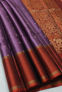 Classic Lavender & Brick Orange Double Warp Elegance Handloom Soft Silk Saree SS26407
