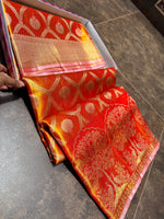 Load image into Gallery viewer, Classic Orange Bridal Elegance Tissue Kanchipuram Handloom Silk Saree SS27991
