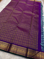 Load image into Gallery viewer, Classic Airforce Blue &amp; Fuchsia Pink Elegance Kanchipuram Handloom Silk Saree SS25401
